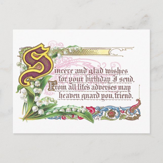 Cartão Postal Aniversário Sincero (Frente)