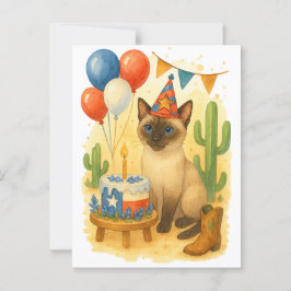 Cartão Postal Aniversário Texas Temático para Amantes de Gatos 