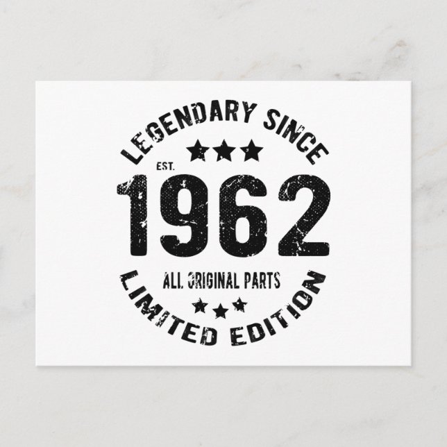 Cartão Postal Aniversário Vintage 1962 (Frente)