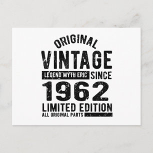 Cartão Postal Aniversário Vintage de 1962