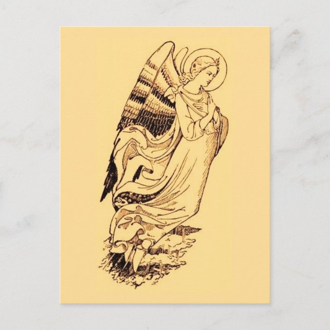 Cartão Postal Anjo A Rosa E Dourado (Frente)