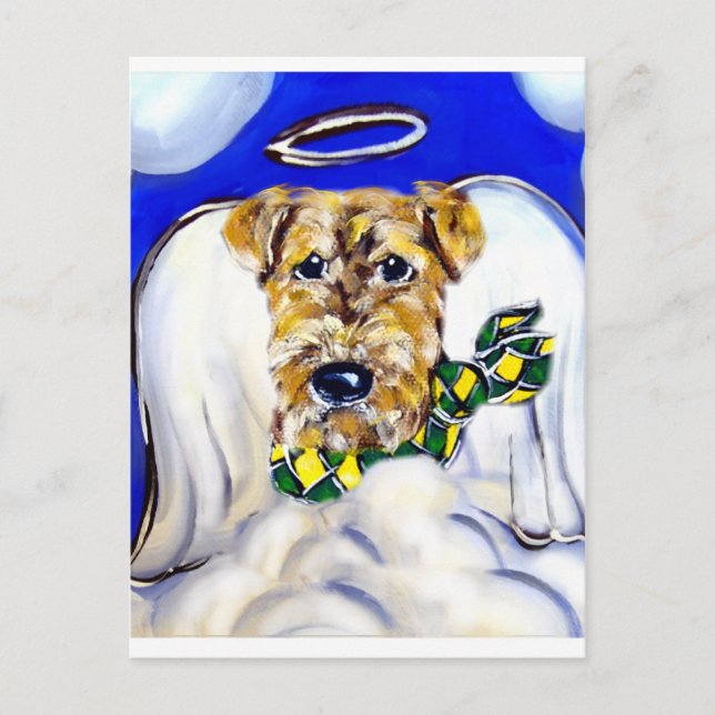 Cartão Postal Anjo Airedale Terrier (Frente)