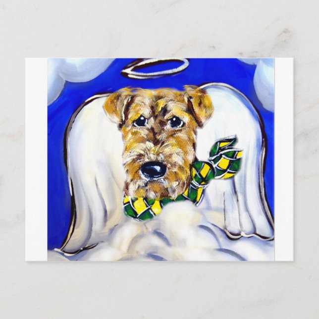 Cartão Postal Anjo Airedale Terrier (Frente)