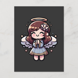 Cartão Postal Anjo Anime Cherubic - angélico, kawaii,