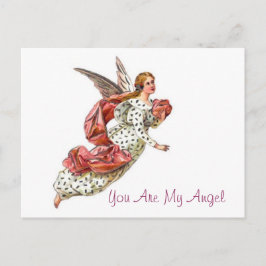 Cartão Postal Anjo bonito com fita rosa