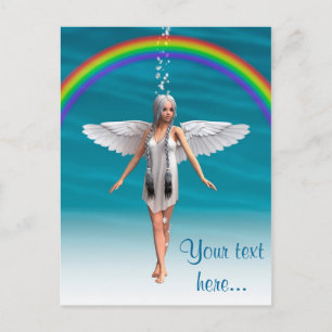 Cartão Postal Anjo Branco sob o Arco-íris