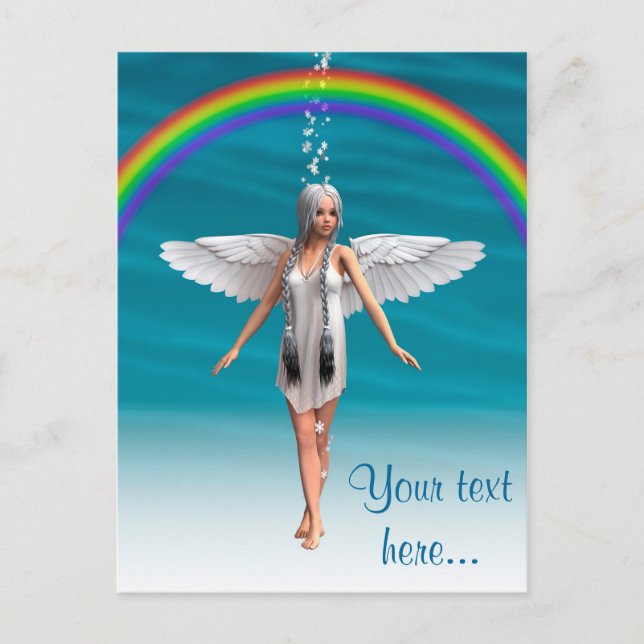 Cartão Postal Anjo Branco sob o Arco-íris (Frente)