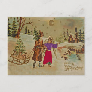 Cartão Postal Anjo Christkind Vitoriano Fröhliche Weihnachten!