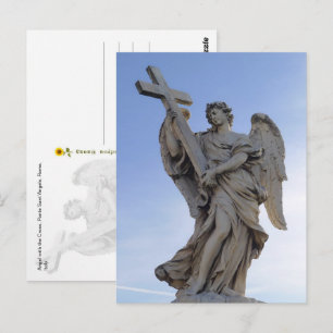 Cartão Postal Anjo com a Cruz, Roma, Itália -