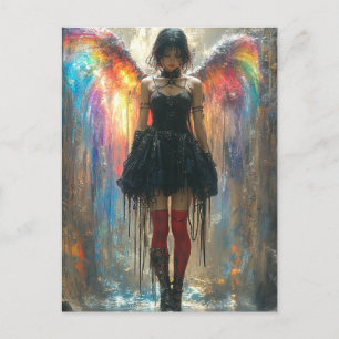 Cartão Postal Anjo com Asas Arco-Íris