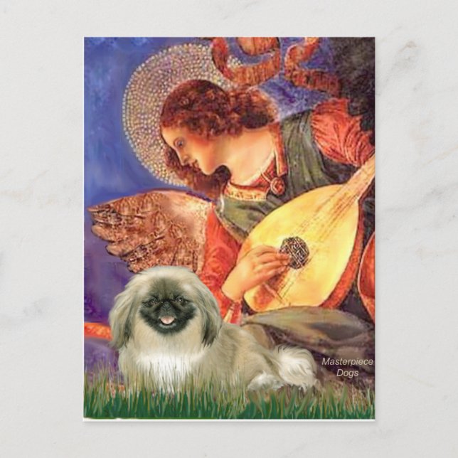 Cartão Postal Anjo com Bandolim - Pequinês 1b (Frente)