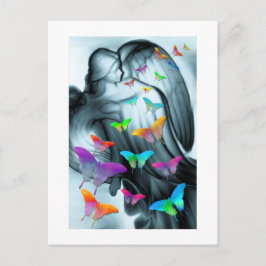 Cartão Postal Anjo Com Borboletas