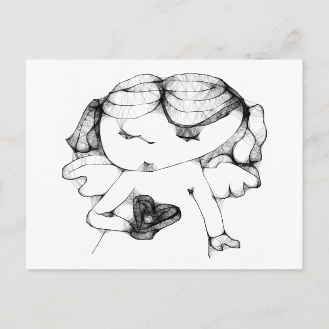 Cartão Postal Anjo com coração (Frente)