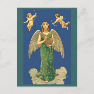 Cartão Postal Anjo Com Coração E Cupido
