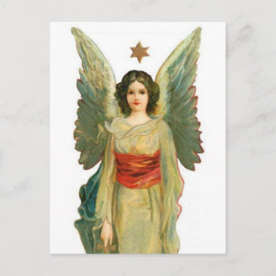 Cartão Postal Anjo Com Estrela Dourada