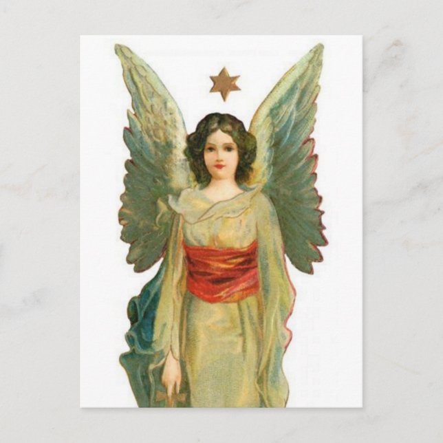 Cartão Postal Anjo Com Estrela Dourada (Frente)