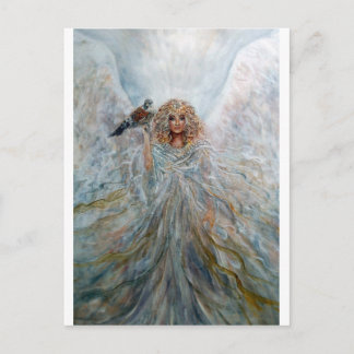 Cartão Postal Anjo com falcão por uma fortuna