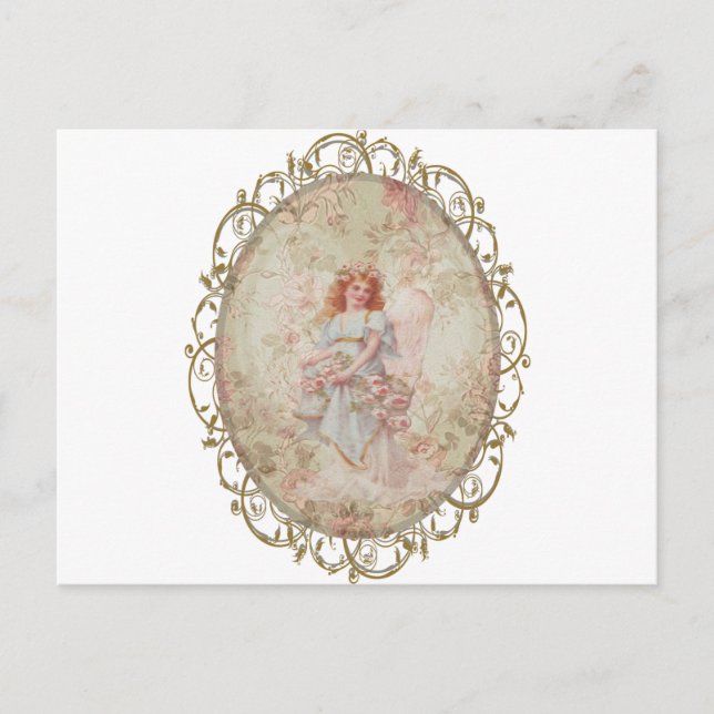Cartão Postal Anjo com Flores (Frente)