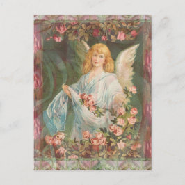 Cartão Postal Anjo com Rosas