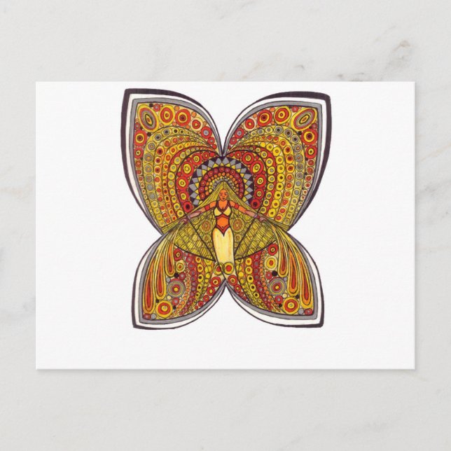 Cartão Postal Anjo da Borboleta Amarela (Frente)