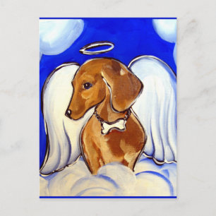 Cartão Postal Anjo Dachshund Vermelho