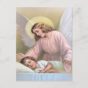 Cartão Postal Anjo de guarda de crianças, vintage, reprodução,