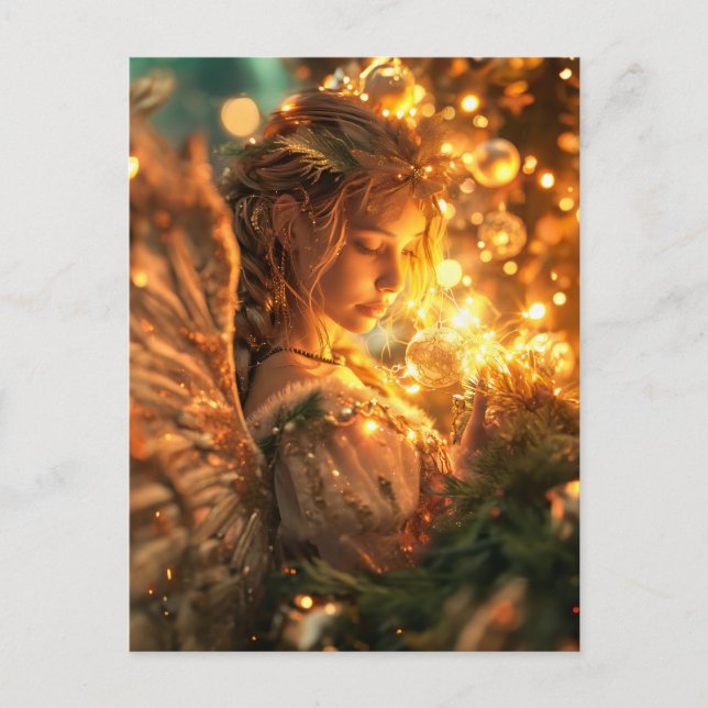 Cartão Postal Anjo de Natal Alegria Celestial (Frente)