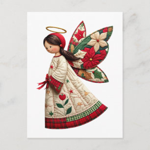 Cartão Postal Anjo de Natal com Flores de Festa