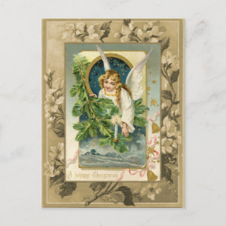 Cartão Postal Anjo de Natal Reprodução Vintage