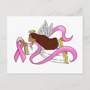 Cartão Postal Anjo de Sensibilização Étnica "Fita Rosa"