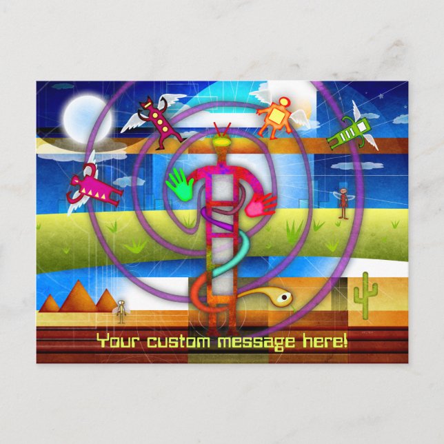 Cartão Postal Anjo do Astronauta da Alienígena Antiga (Frente)