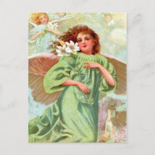 Cartão Postal Anjo em Cloak Verde