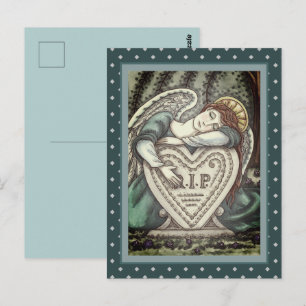 CARTÃO POSTAL ANJO GUARDIÃO AMOROSO, ARTE DE LUTO DE CEMITÉRIO R