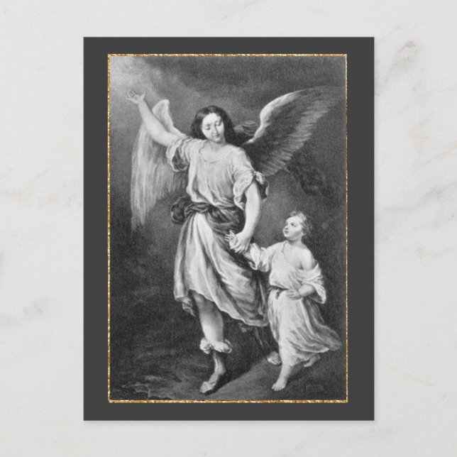 Cartão Postal Anjo Guardião E Criança (Frente)