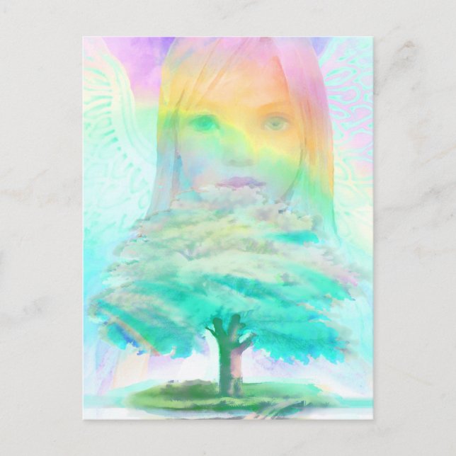 Cartão Postal Anjo Leve da Árvore da Vida (Frente)