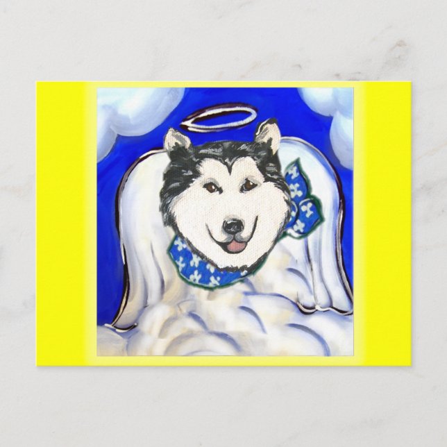 Cartão Postal Anjo Malamute do Alasca (Frente)