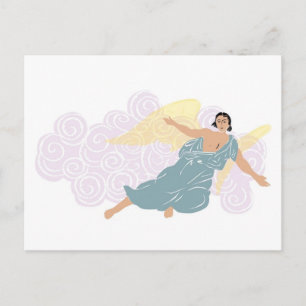 Cartão Postal Anjo Masculino Diante de Nuvens Roxas