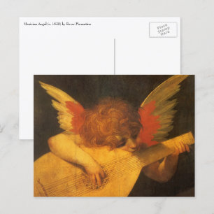 Cartão Postal Anjo Musical Renascentista de Arte por Rosso Fiore