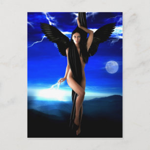 Cartão Postal Anjo negro, deusa divina, mulher xamã, shakti