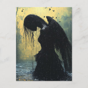Cartão Postal Anjo Negro na Fantasia da Chuva