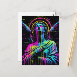 Cartão Postal Anjo Neon Choroso