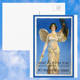 Cartão Postal Anjo Patriótico da Mulher Vintage, obrigações d