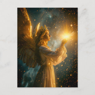 Cartão Postal Anjo segurando uma estrela radiante