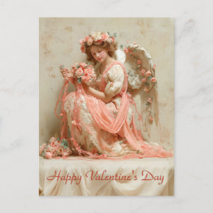 Cartão Postal Anjo Vintage das Rosas Dia dos Namorados
