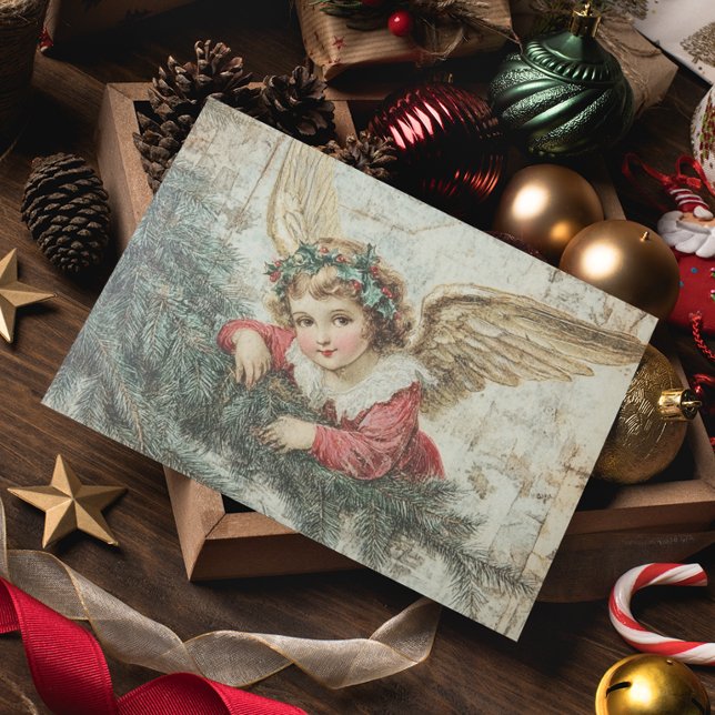 Cartão Postal Anjo Vintage Decoupage Natal (Criador carregado)