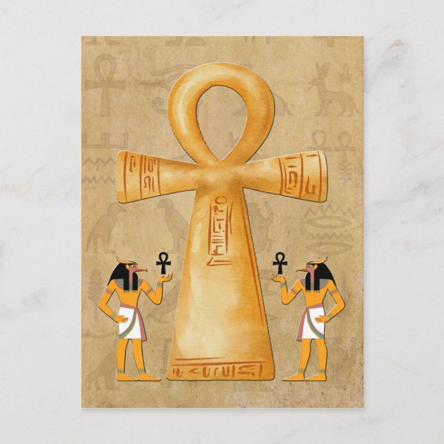 Cartão Postal Ankh Key Of Life On Hieroglyph (Frente)