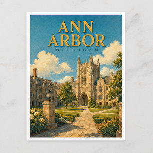 Cartão Postal Ann Arbor Michigan Law Quad GeoSaga