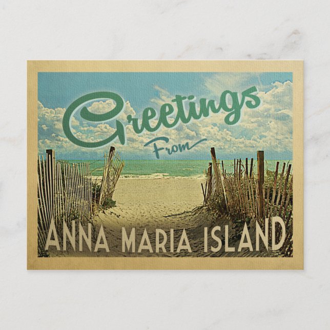 Cartão Postal Anna Maria Island Beach Viagens vintage (Frente)
