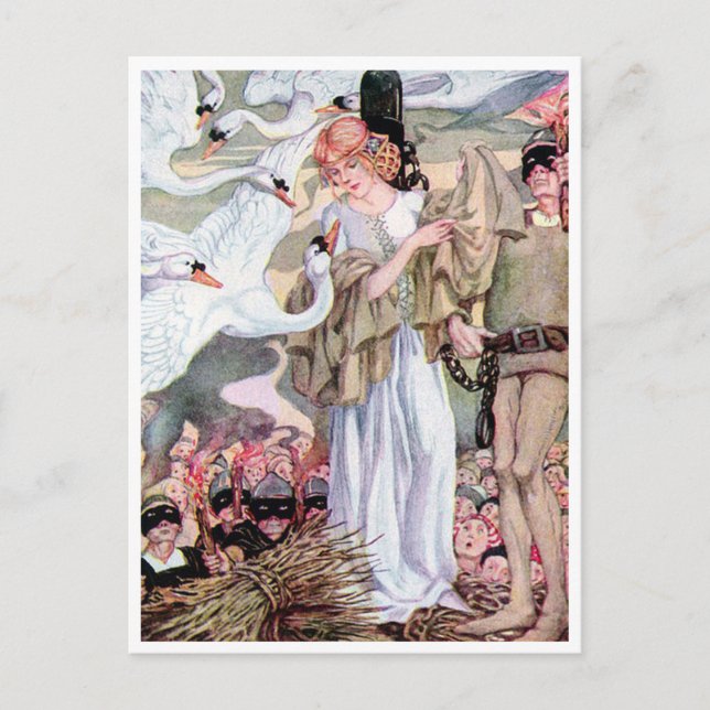 Cartão Postal Anne Anderson Princesa do Cisne Vintage (Frente)