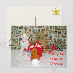 Cartão Postal Annie Cat Gingerpão Natal